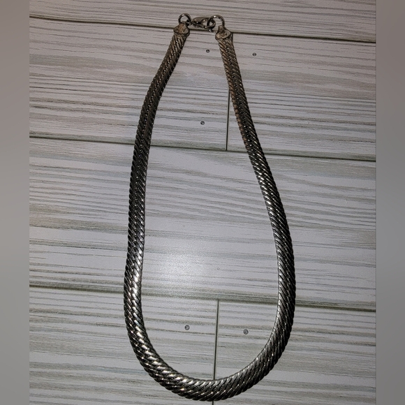 N1 Silver-tone Choker Chain Necklace - Picture 2 of 2